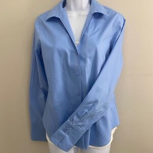 Jones New York Size 6 Aqua Blue No Iron Shirt